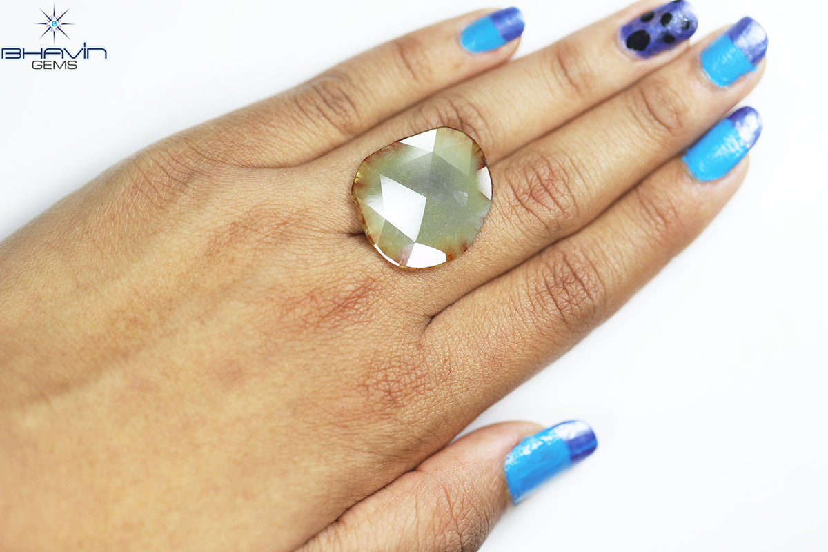 12.80ct ノーカット スライス ローズカット ダイヤモンド 天然 ルース ダイヤモンド ブラウン グレイッシュ イエロー ダイヤモンド ギフト ダイヤモンド ジュエリー ダイヤモンド リング EP35-5