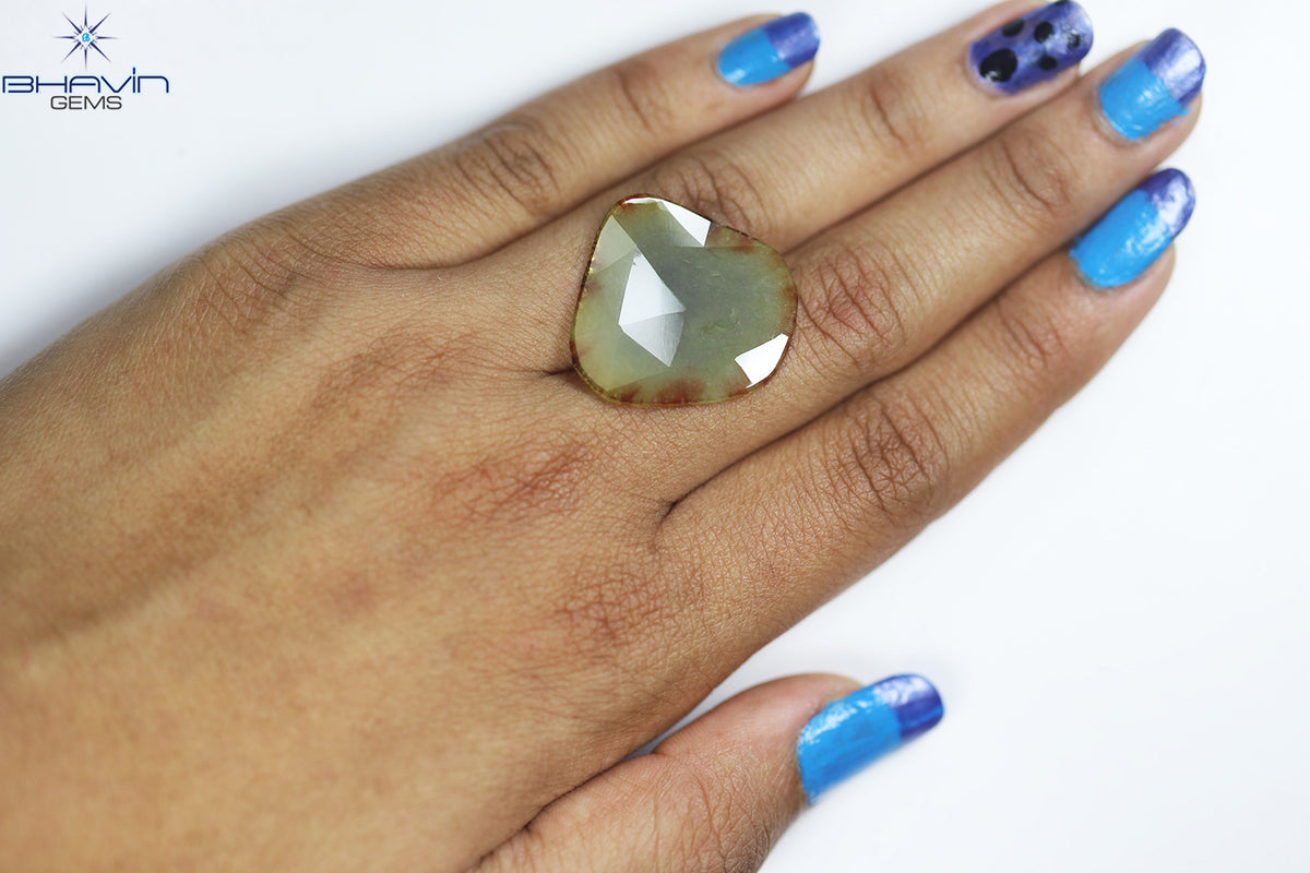 13.52ct ノーカット スライス ローズカット ダイヤモンド 天然 ルース ダイヤモンド ブラウン グレイッシュ イエロー ダイヤモンド ギフト ダイヤモンド ジュエリー ダイヤモンド リング EP35-6