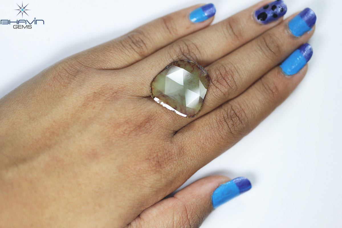 12.24ct ノーカット スライス ローズカット ダイヤモンド 天然 ルース ダイヤモンド ブラウン グレイッシュ イエロー ダイヤモンド ギフト ダイヤモンド ジュエリー ダイヤモンド リング EP35-7