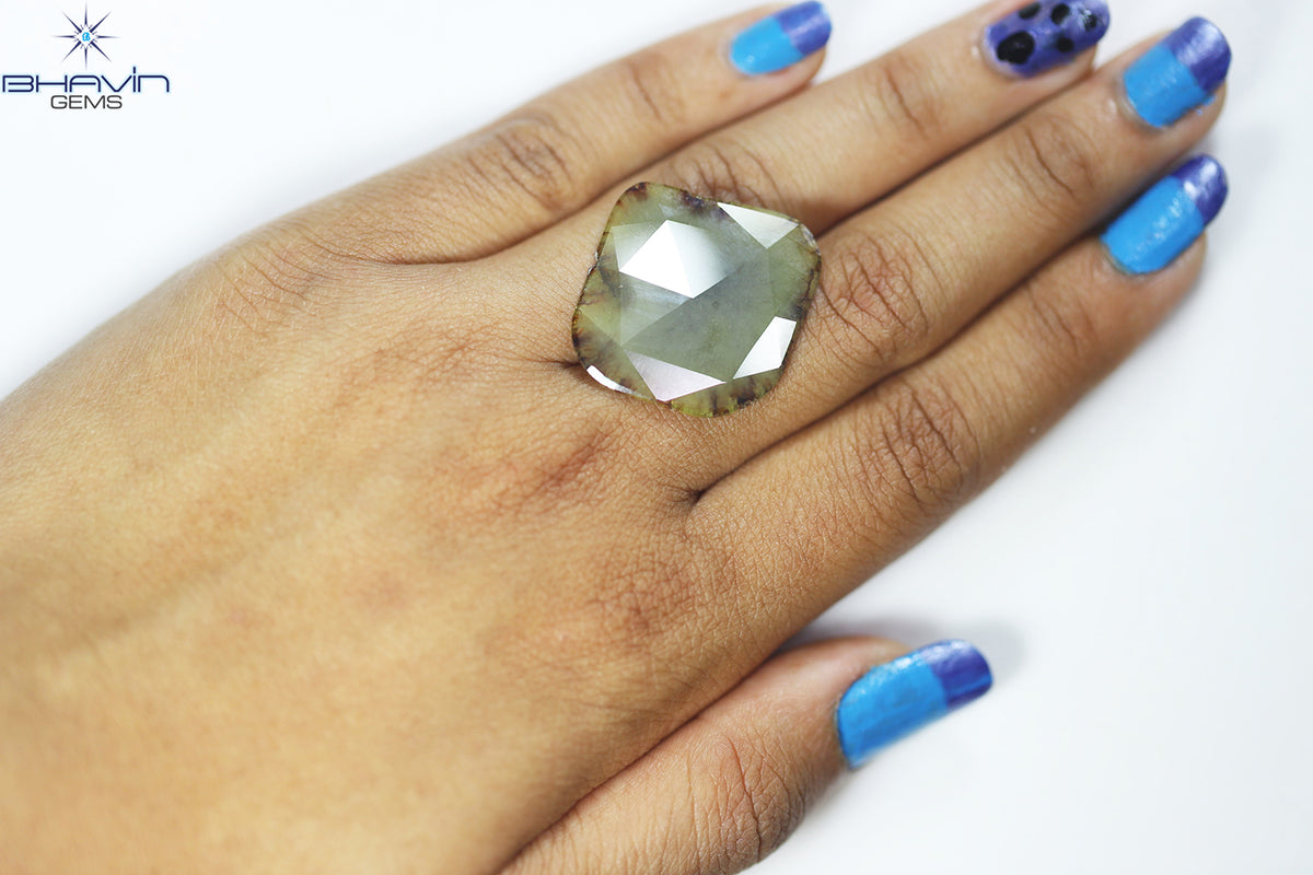 14.46ct ノーカット スライス ローズカット ダイヤモンド 天然 ルース ダイヤモンド ブラウン グレイッシュ イエロー ダイヤモンド ギフト ダイヤモンド ジュエリー ダイヤモンド リング EP35-8