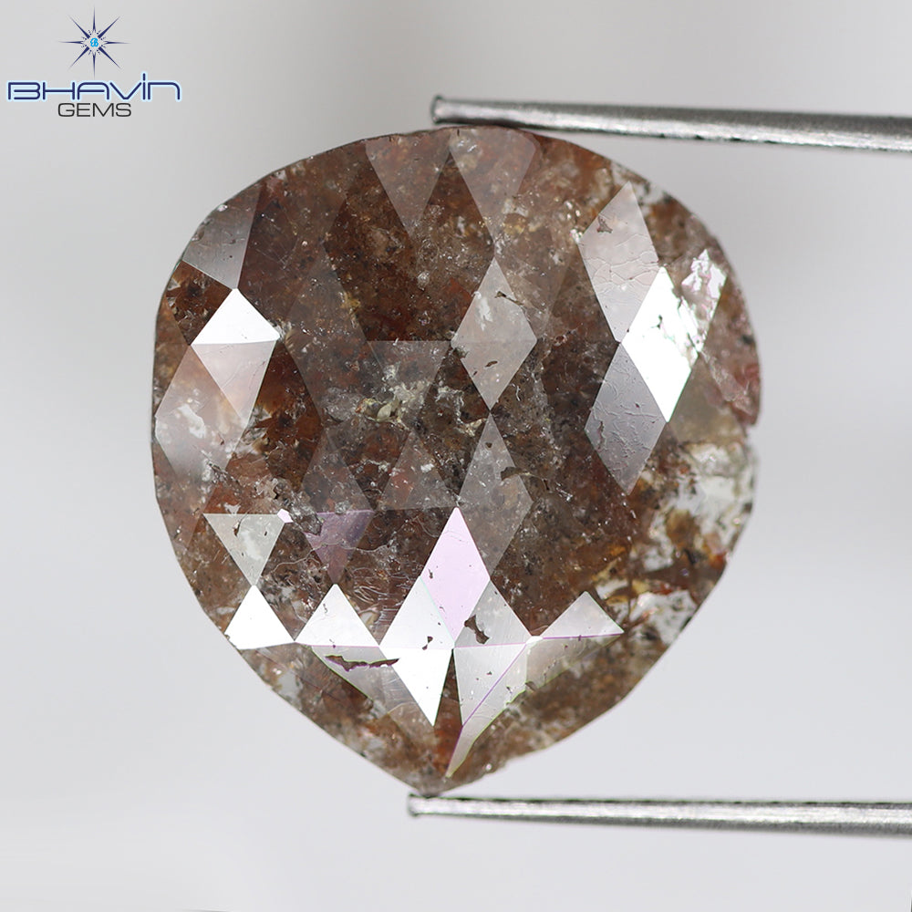 5.53 CT, Heart Diamond Brown Red Diamond Color, Clarity Opaque