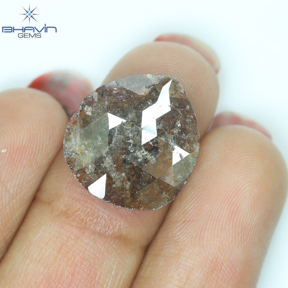 5.53 CT, Heart Diamond Brown Red Diamond Color, Clarity Opaque