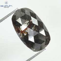 5.53 CT, Oval Slice Diamond Brown Red Diamond Color, Clarity Opaque