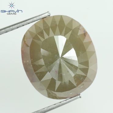 7.91 CT, Oval Diamond Brown Green Yellow Color, Clarity Opaque