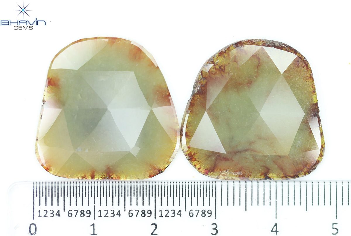 26.32 CT、2 ピース ノーカット スライス ローズカット シェイプ、ルース ダイヤモンド、クラリティ I3