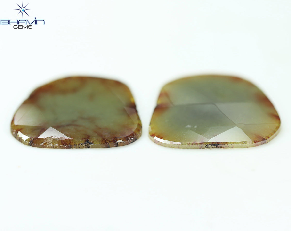 26.32 CT、2 ピース ノーカット スライス ローズカット シェイプ、ルース ダイヤモンド、クラリティ I3