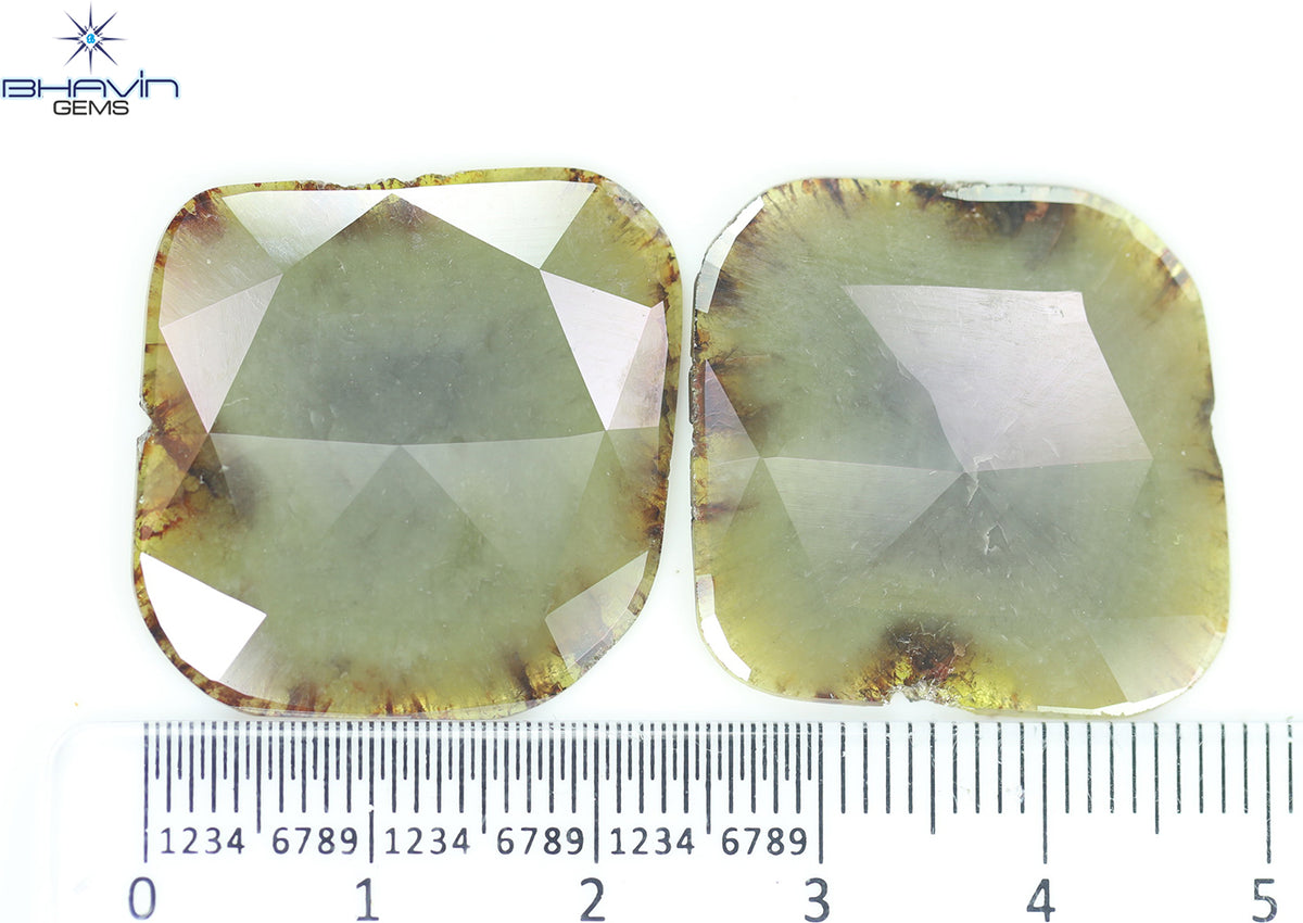26.07 CT、2 ピース ノーカット スライス ローズカット シェイプ、ルース ダイヤモンド、クラリティ I3