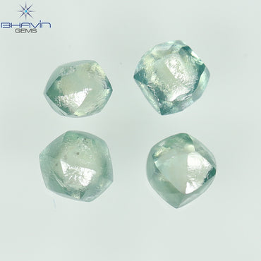 1.08 CT、ラフシェイプ、天然ダイヤモンド、緑がかった青色、VS2 クラリティ (3.23 MM)