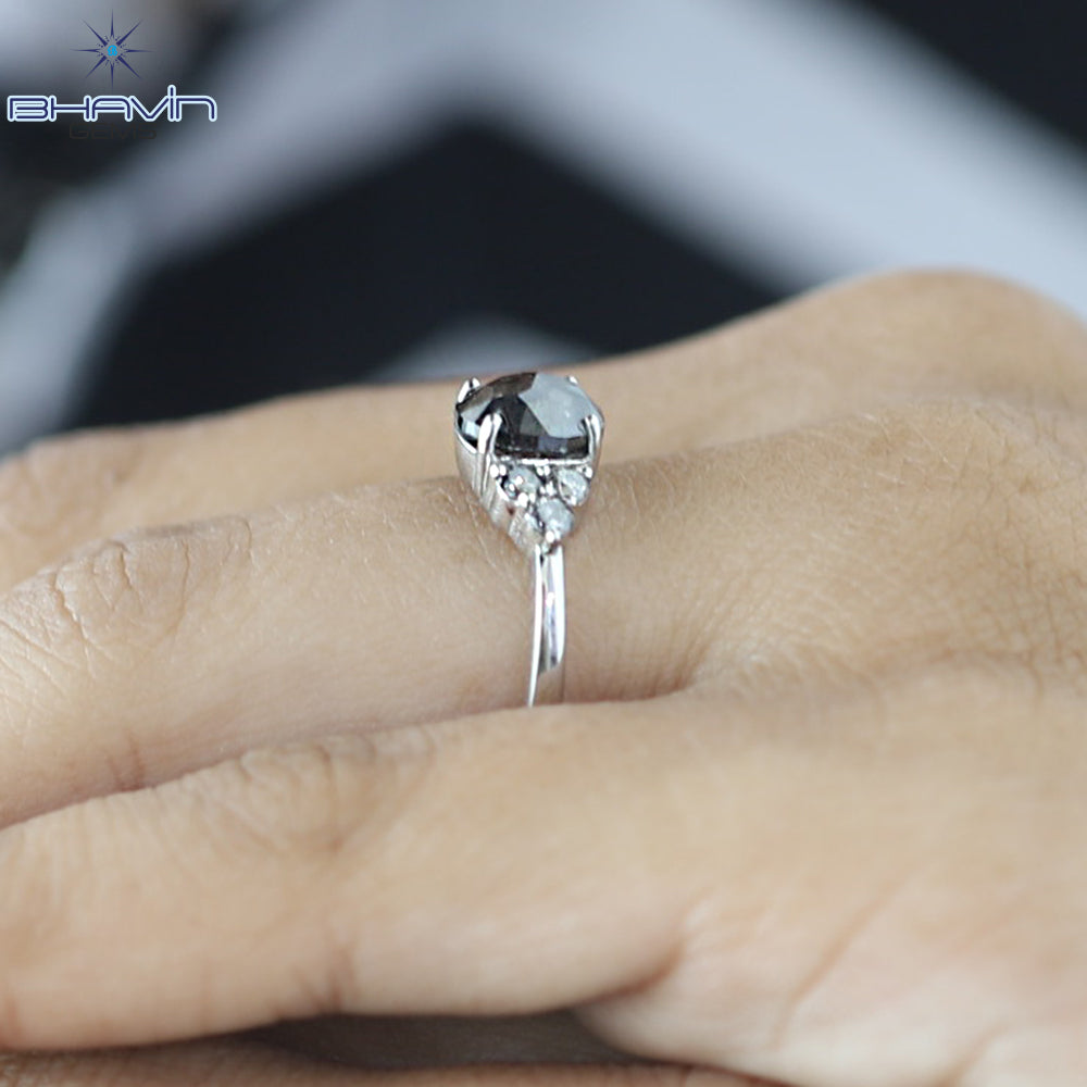 オーバル ダイヤモンド ソルト アンド ペッパー ダイヤモンド 天然ダイヤモンド リング ゴールド リング 婚約指輪