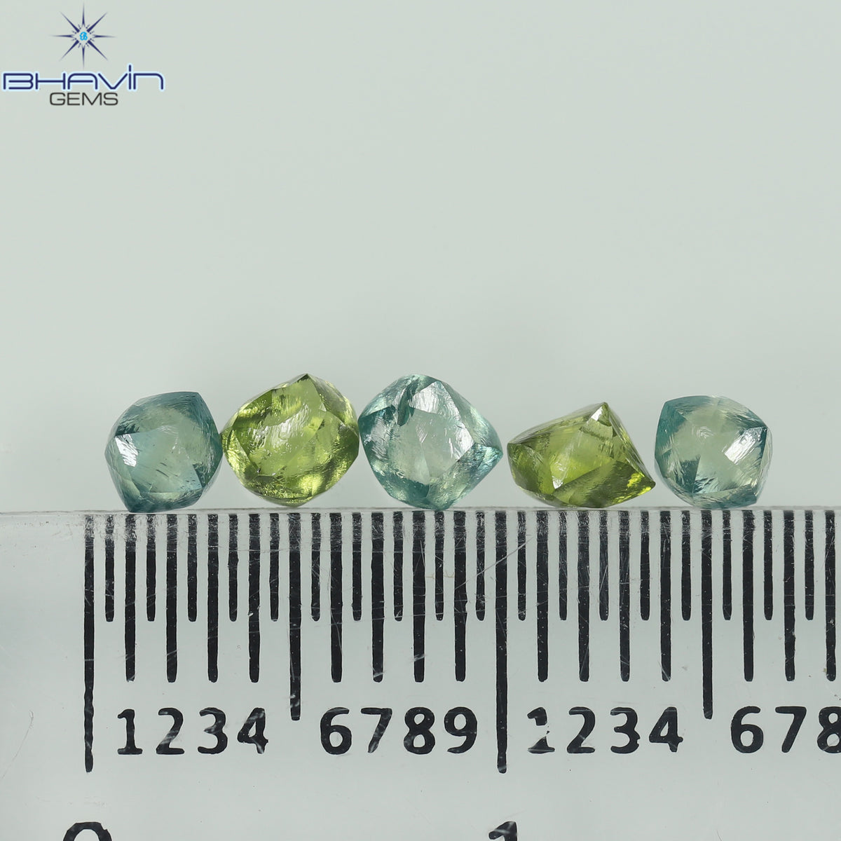 1.07 CT (5 Pcs) Rough Natural Diamond Enhanced Green-Blue Color Clarity VS2 (3.62 MM)