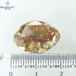 4.90 CT マキーズ スライス形状 天然ダイヤモンド イエロー ブラウン カラー I3 クラリティ (19.50 MM)