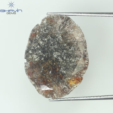 5.35 CT スライス シェイプ ナチュラル ダイヤモンド ソルト アンド ペッパー カラー I3 クラリティ (21.00 MM)