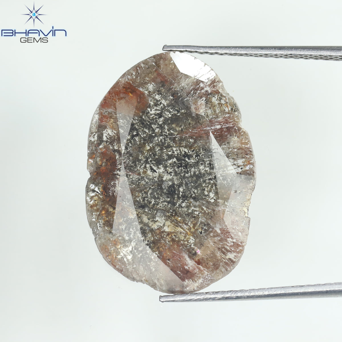 5.25 CT スライス シェイプ ナチュラル ダイヤモンド ソルト アンド ペッパー カラー I3 クラリティ (21.00 MM)