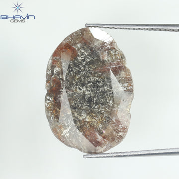 5.25 CT スライス シェイプ ナチュラル ダイヤモンド ソルト アンド ペッパー カラー I3 クラリティ (21.00 MM)