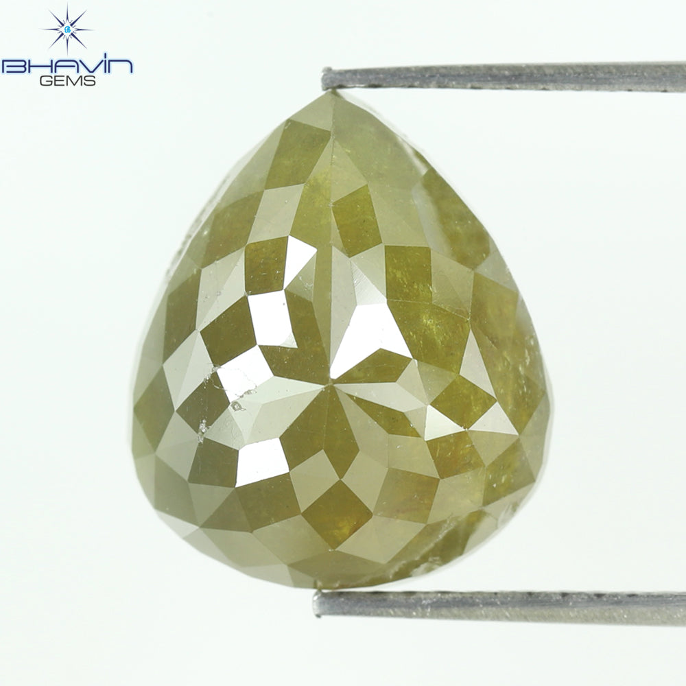 8.16 CT, Pear Modified Brown Green Yellow Natural Diamond,(13.28 MM)