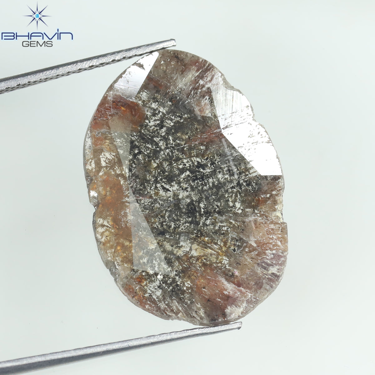 5.25 CT スライス シェイプ ナチュラル ダイヤモンド ソルト アンド ペッパー カラー I3 クラリティ (21.00 MM)