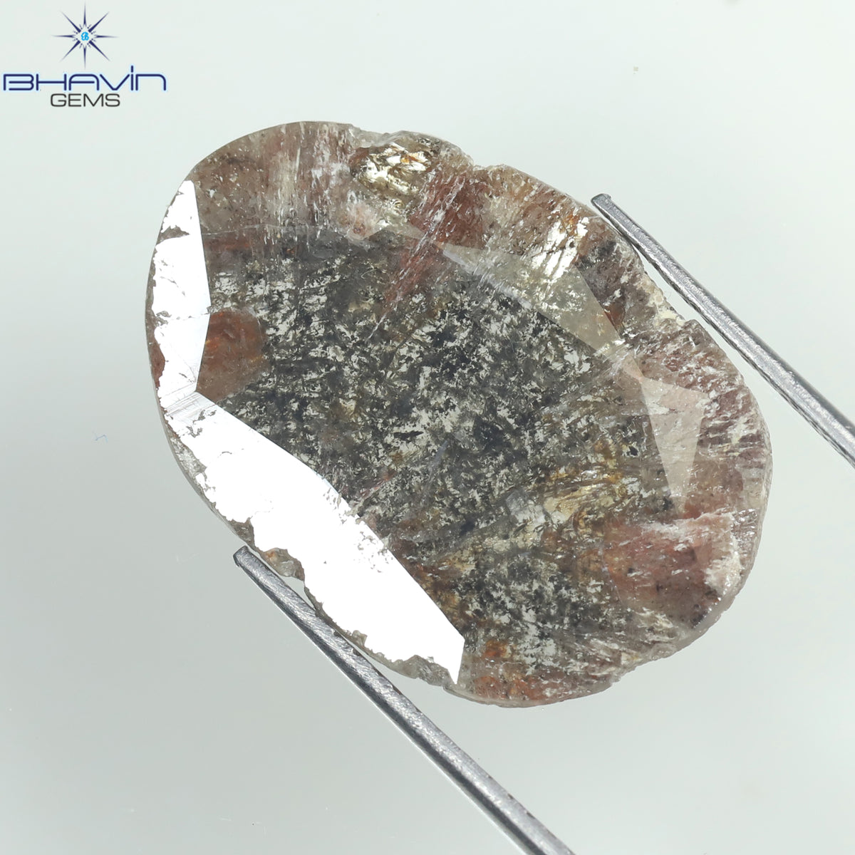 5.25 CT スライス シェイプ ナチュラル ダイヤモンド ソルト アンド ペッパー カラー I3 クラリティ (21.00 MM)