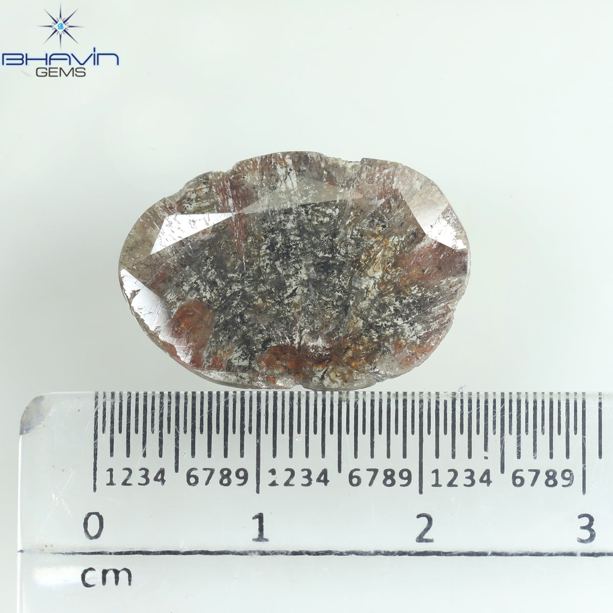 5.25 CT スライス シェイプ ナチュラル ダイヤモンド ソルト アンド ペッパー カラー I3 クラリティ (21.00 MM)