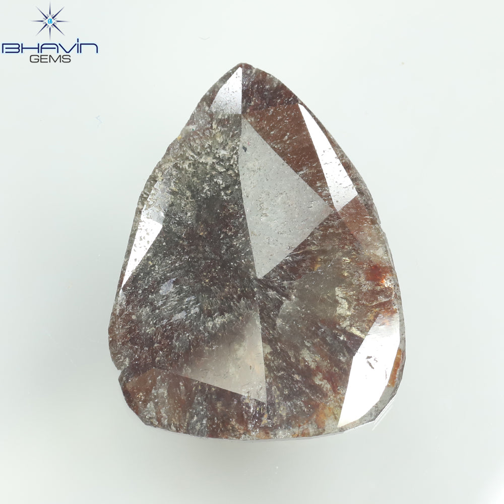 5.56 CT Natural Pear Slice Diamond Salt And Pepper Color Clarity I3 (21.50 MM)