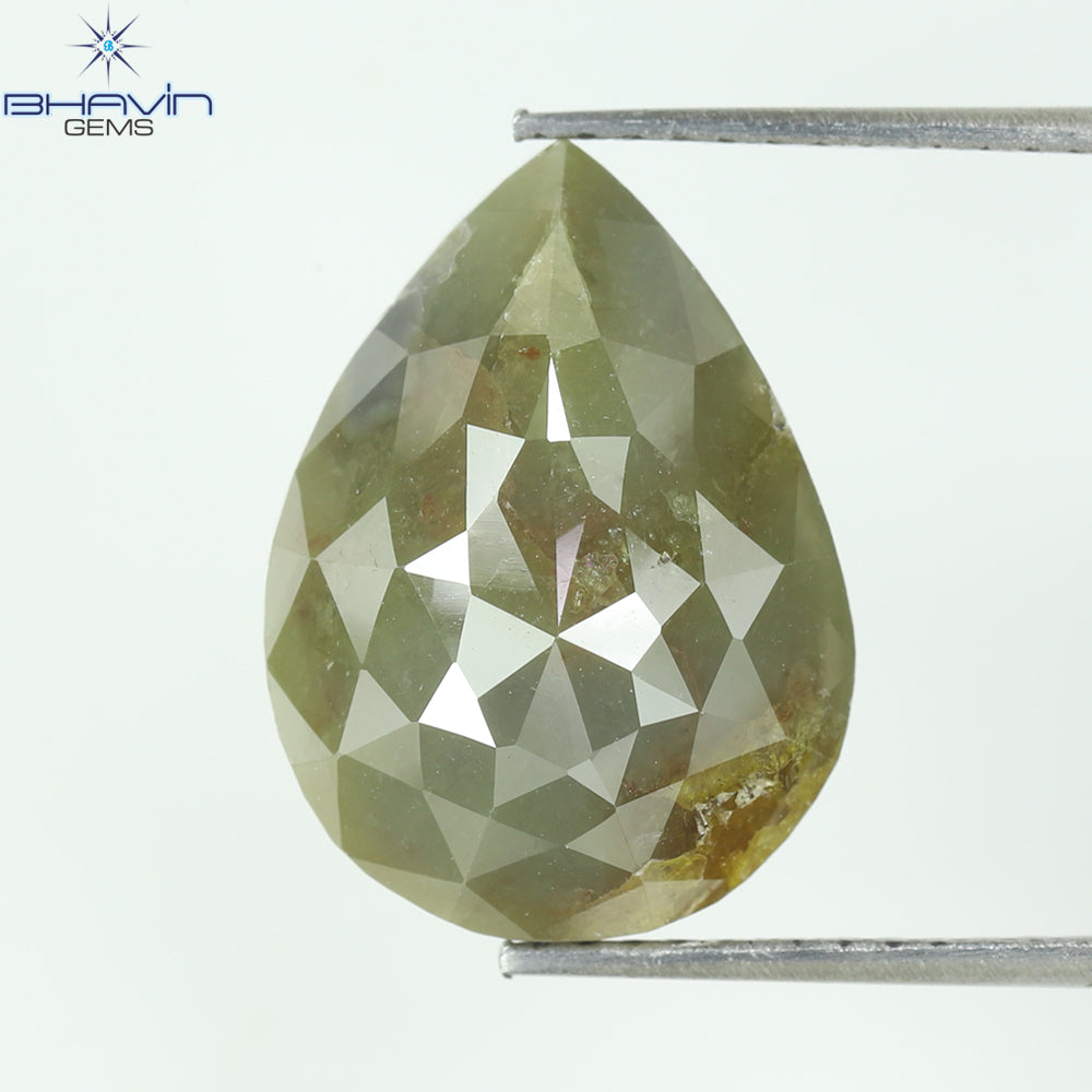 8.68 CT, Pear Modified Brown Green Yellow Natural  Diamond (15.33 MM)