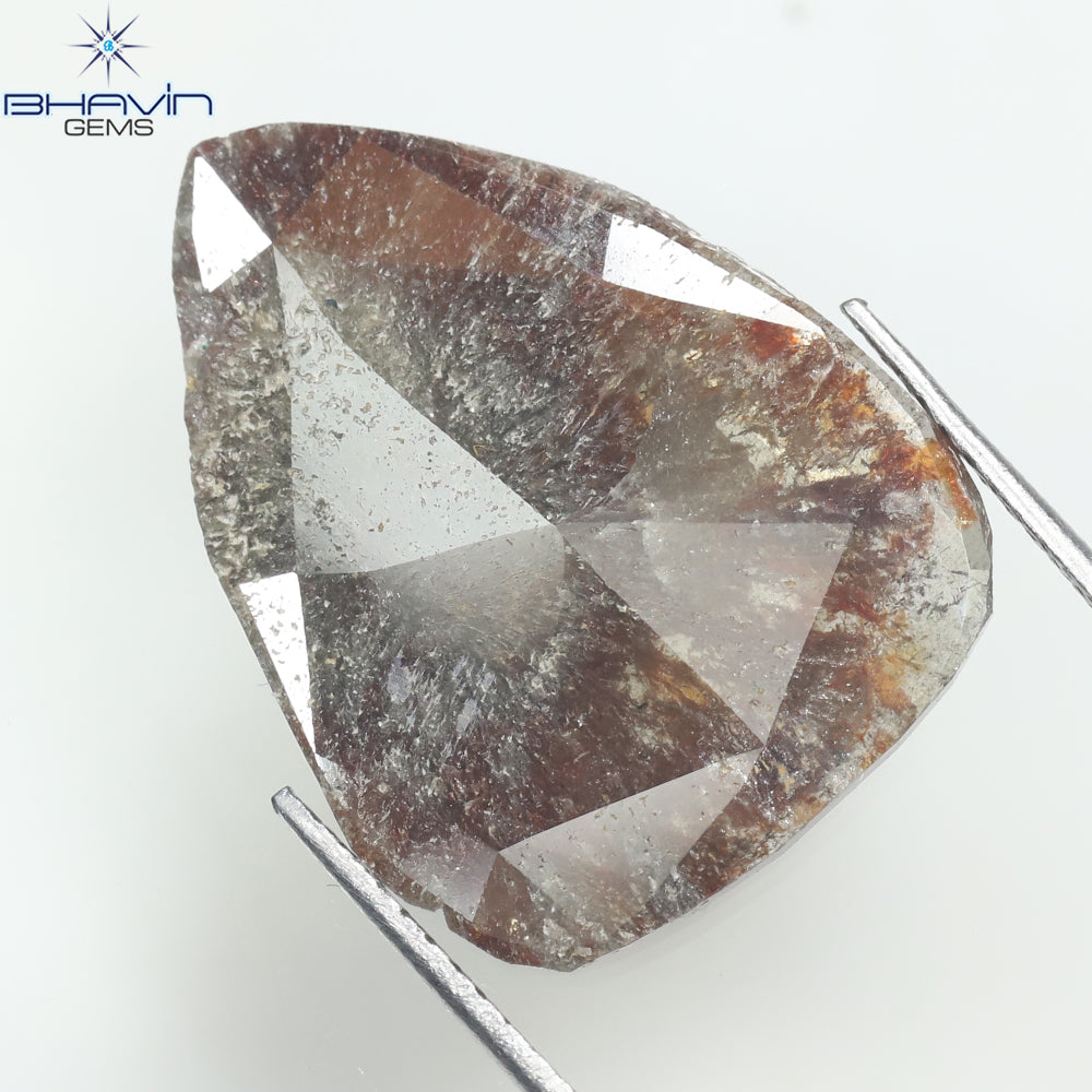 5.56 CT Natural Pear Slice Diamond Salt And Pepper Color Clarity I3 (21.50 MM)