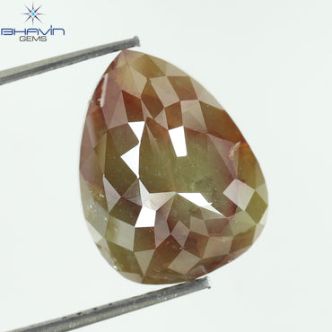 7.75 CT, Pear Modified Brown Green Red Natural loose Diamond,(13.45 MM)