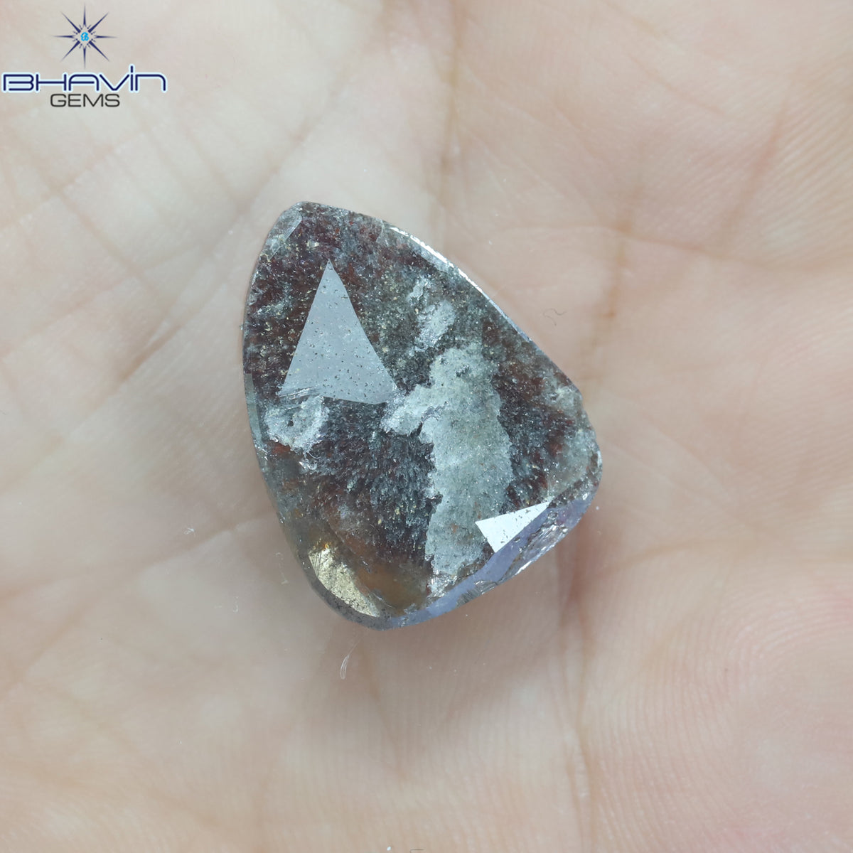 5.70 CT スライス シェイプ ナチュラル ダイヤモンド ソルト アンド ペッパー カラー I3 クラリティ (20.50 MM)