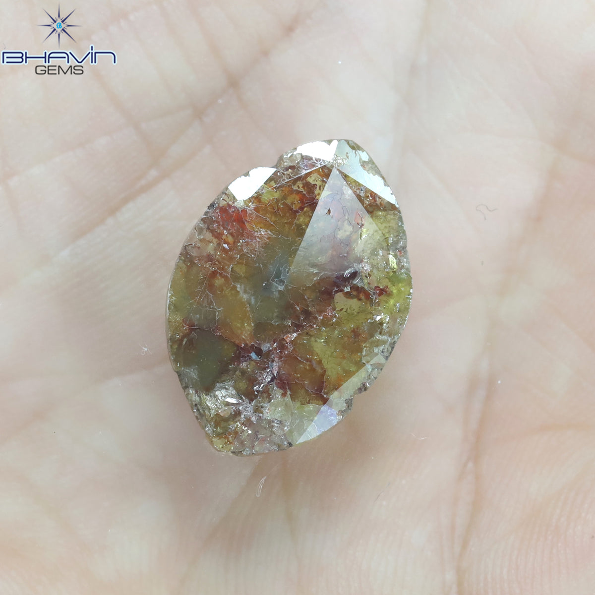 4.90 CT マキーズ スライス形状 天然ダイヤモンド イエロー ブラウン カラー I3 クラリティ (19.50 MM)