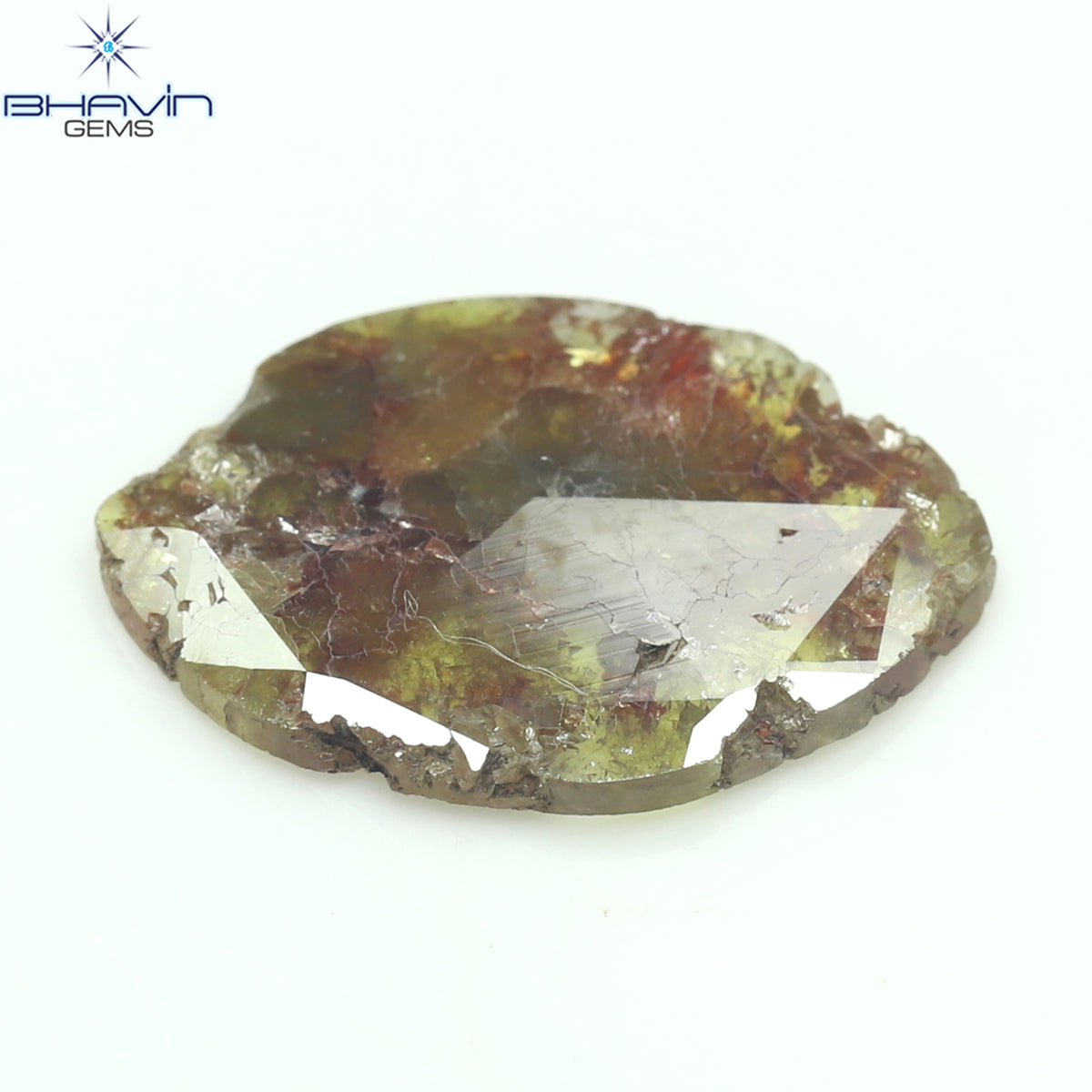 4.90 CT マキーズ スライス形状 天然ダイヤモンド イエロー ブラウン カラー I3 クラリティ (19.50 MM)
