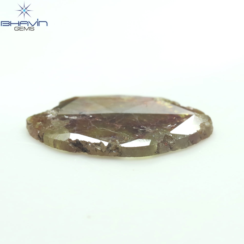 4.90 CT マキーズ スライス形状 天然ダイヤモンド イエロー ブラウン カラー I3 クラリティ (19.50 MM)