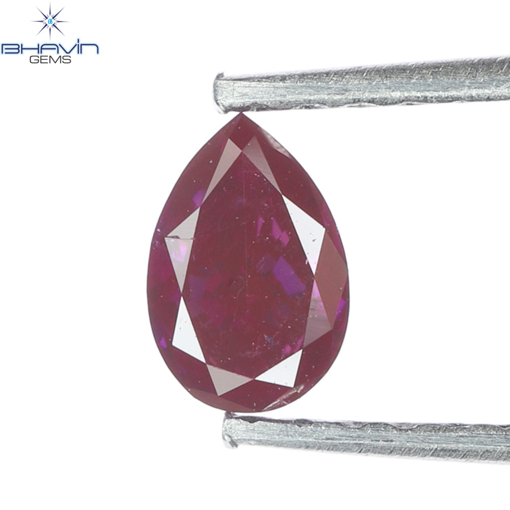 0.29 CT Pear Natural Diamond Enhanced Vivid Pink Color Clarity SI2 (5.28 MM)