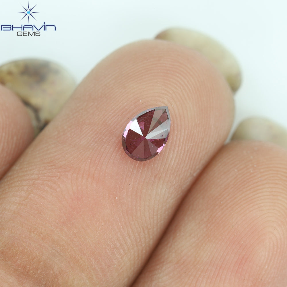 0.29 CT Pear Natural Diamond Enhanced Vivid Pink Color Clarity SI2 (5.28 MM)