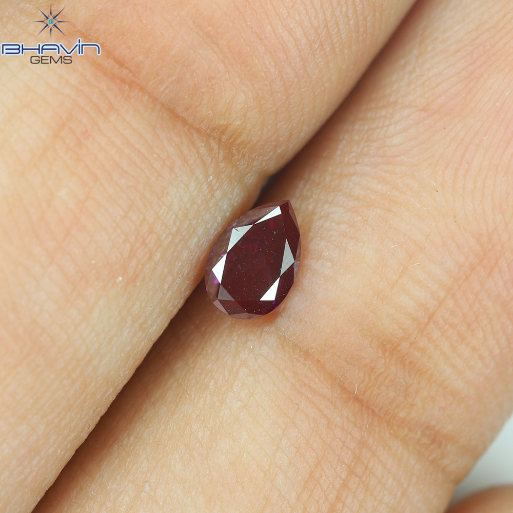 0.29 CT Pear Natural Diamond Enhanced Vivid Pink Color Clarity SI2 (5.28 MM)