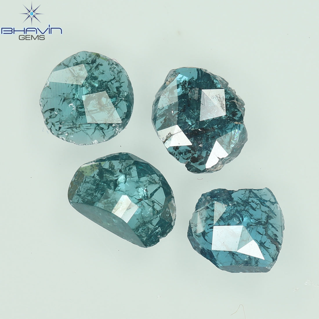 1.05 CT Uncut Polki Natural Diamond Enhanced Blue Color Clarity I3 (5.42 MM)