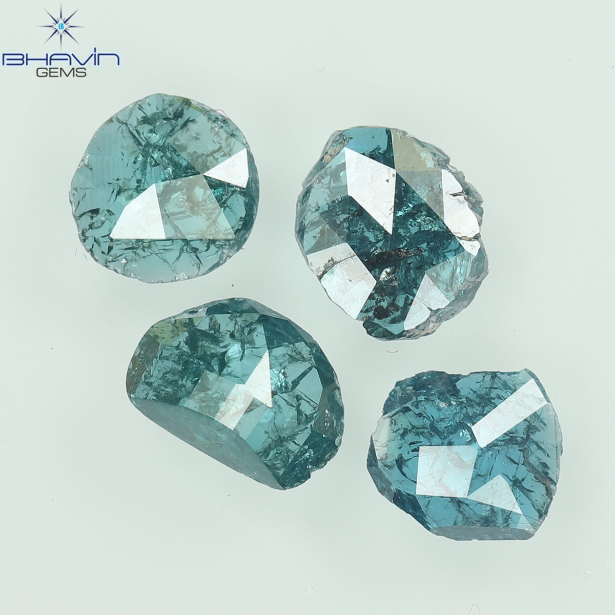 1.05 CT Uncut Polki Natural Diamond Enhanced Blue Color Clarity I3 (5.42 MM)