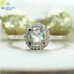 Cushion Diamond Green Yellow Diamond Natural Diamond Gold Ring Engagement Ring