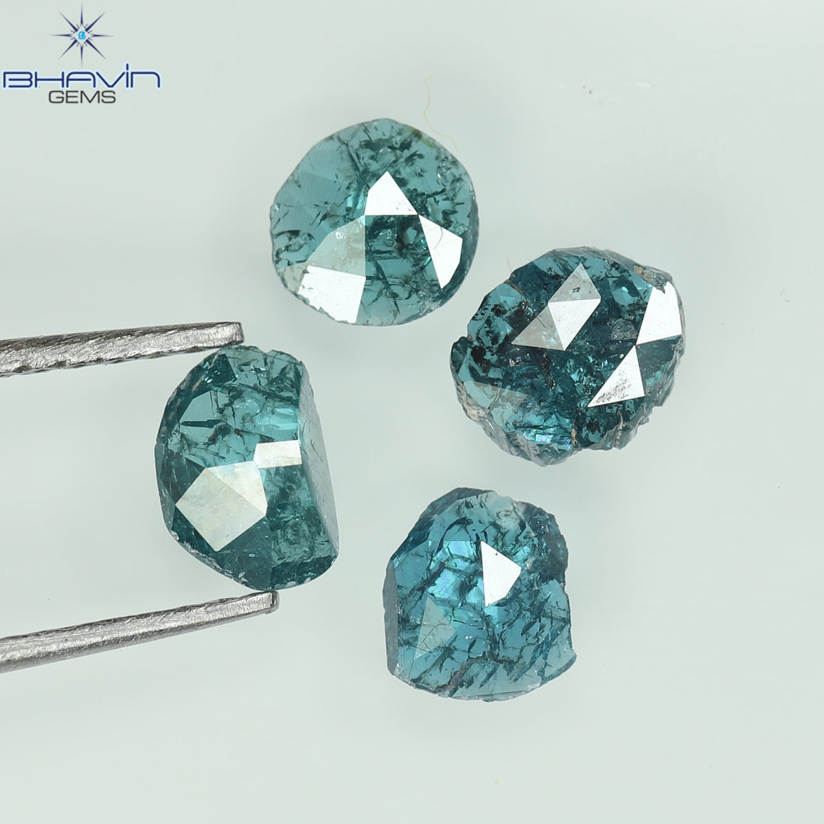 1.05 CT Uncut Polki Natural Diamond Enhanced Blue Color Clarity I3 (5.42 MM)