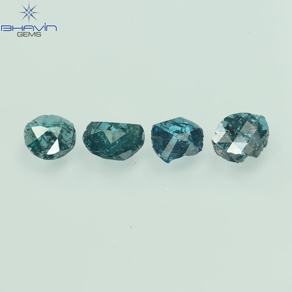 1.05 CT, Uncut Polki Shape, Natural Diamond, Blue Color, I3 Clarity (5.42 MM)