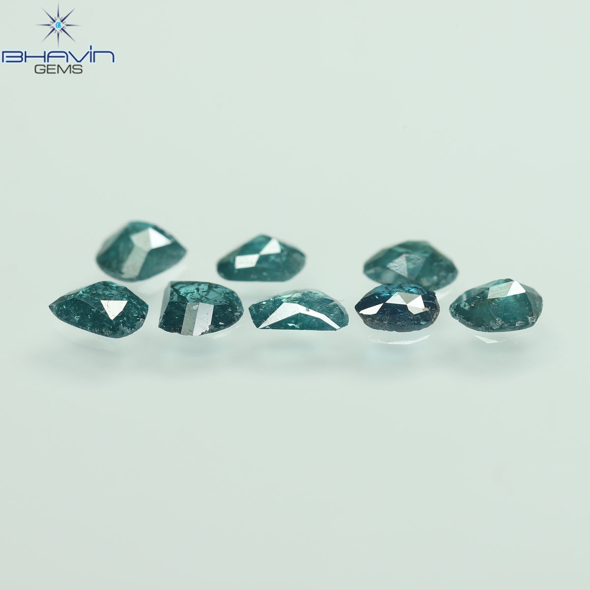 1.43 CT (8 Pcs) Uncut Polki Natural Diamond Enhanced Blue Color Clarity I3 (4.16 MM)