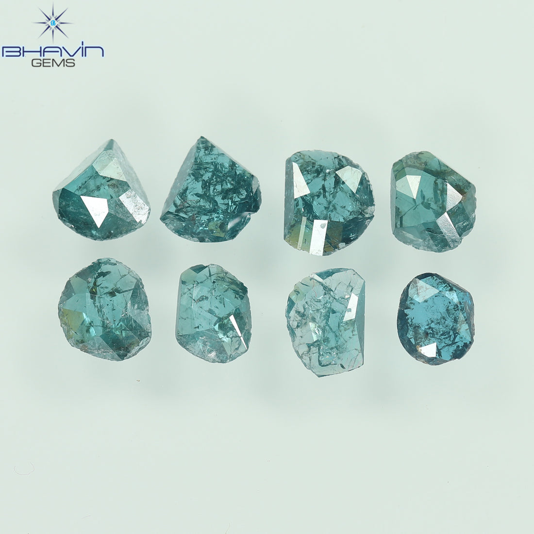 1.43 CT (8 Pcs) Uncut Polki Natural Diamond Enhanced Blue Color Clarity I3 (4.16 MM)
