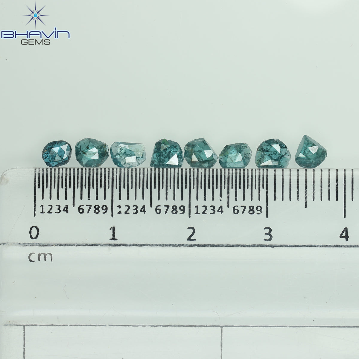 1.43 CT (8 Pcs) Uncut Polki Natural Diamond Enhanced Blue Color Clarity I3 (4.16 MM)