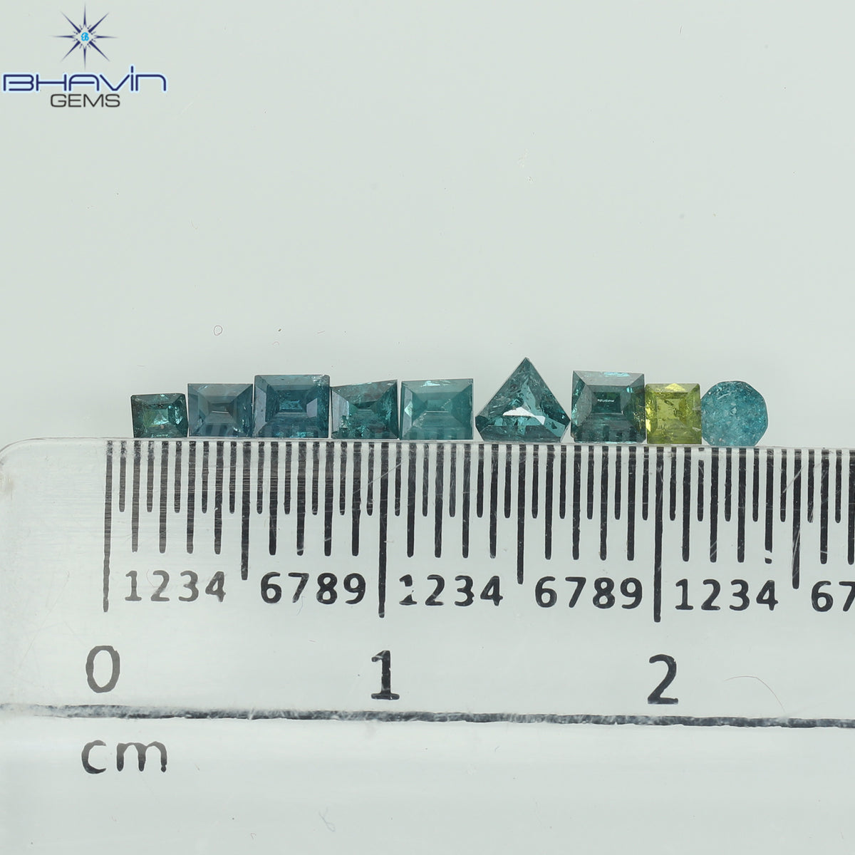 0.75 CT (9 Pcs) Square Baguette Natural Diamond Enhanced Blue Color Clarity I3 (2.81 MM)
