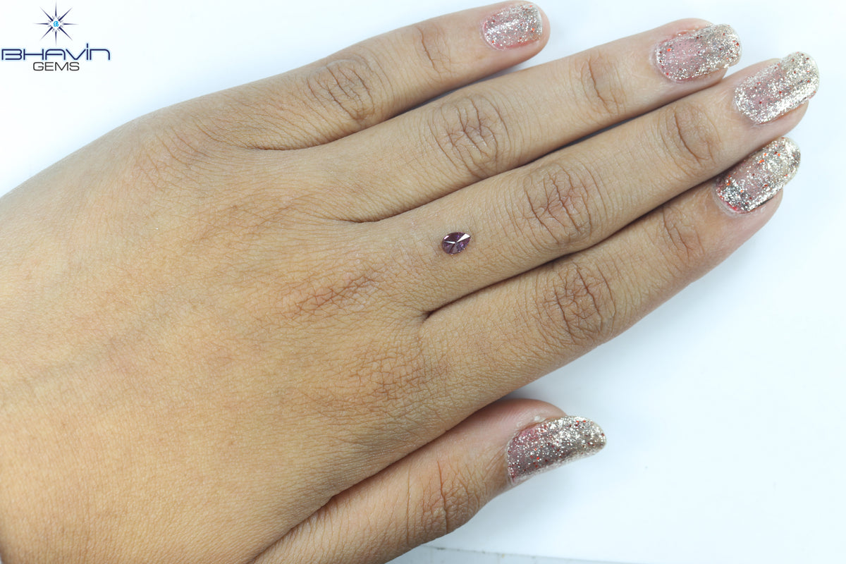 0.29 CT Pear Natural Diamond Enhanced Vivid Pink Color Clarity SI2 (5.28 MM)