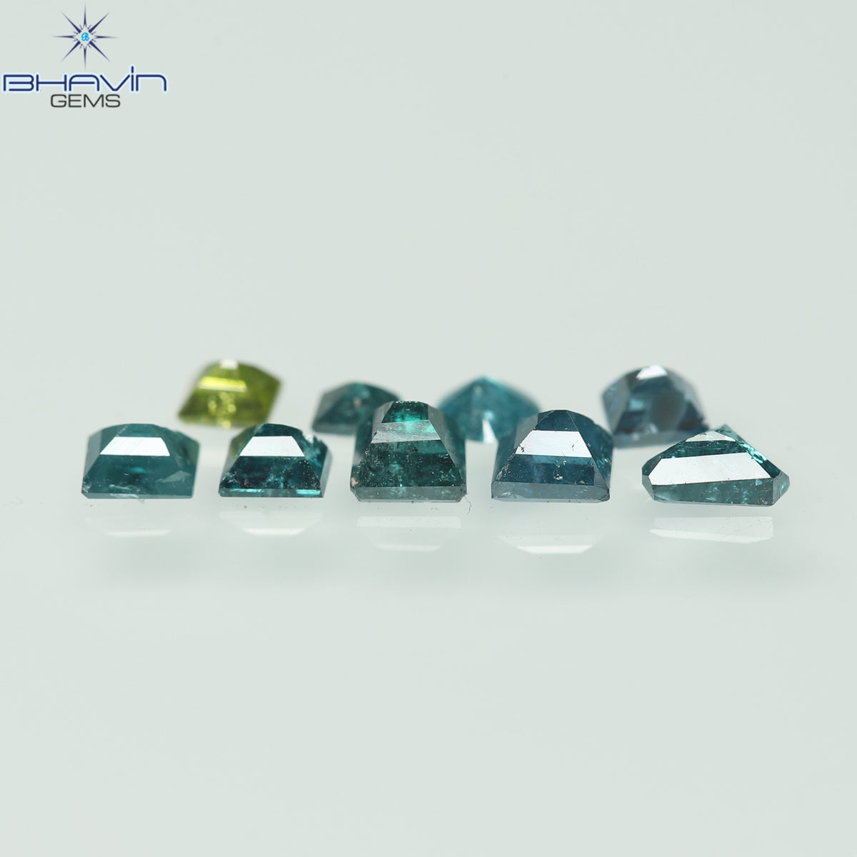 0.75 CT (9 Pcs) Square Baguette Natural Diamond Enhanced Blue Color Clarity I3 (2.81 MM)