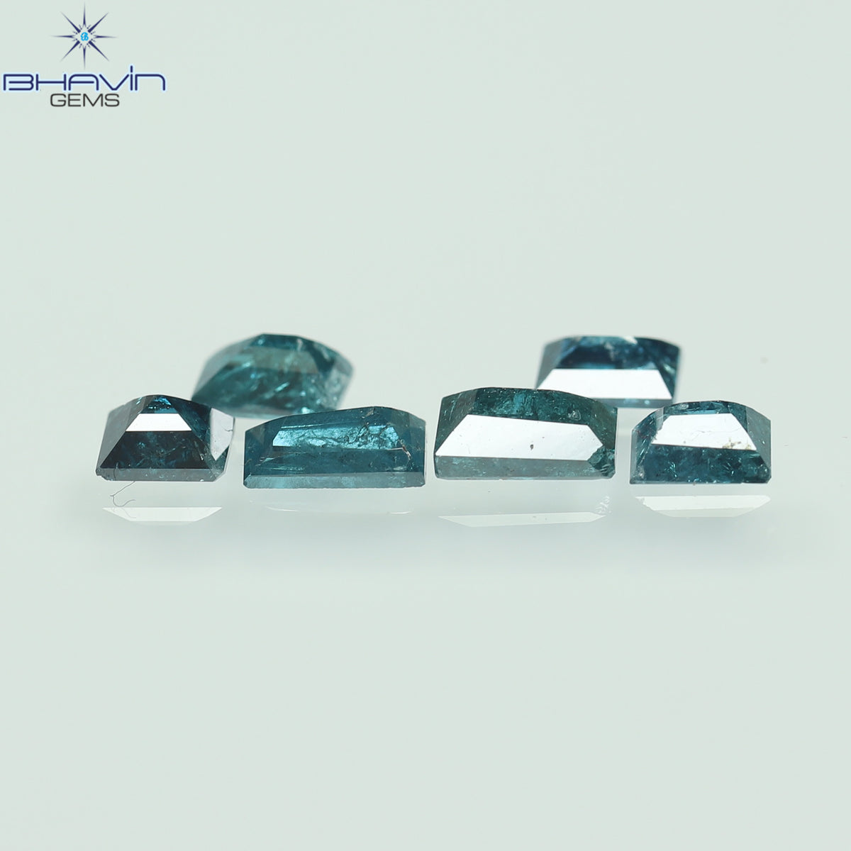 0.79 CT (6 Pcs) Baguette Natural Diamond Enhanced Blue Color Clarity I3 (4.08 MM)