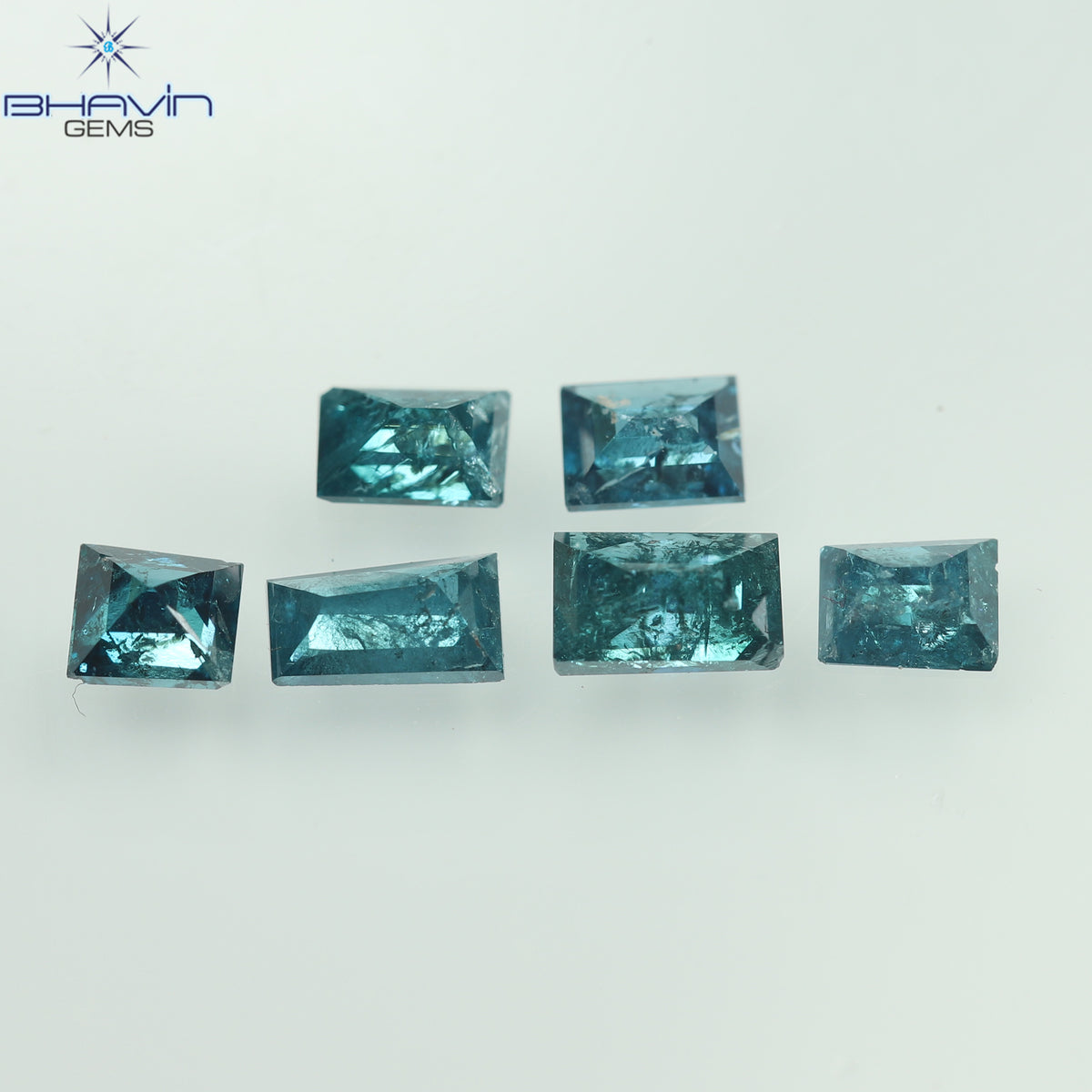 0.79 CT (6 Pcs) Baguette Natural Diamond Enhanced Blue Color Clarity I3 (4.08 MM)