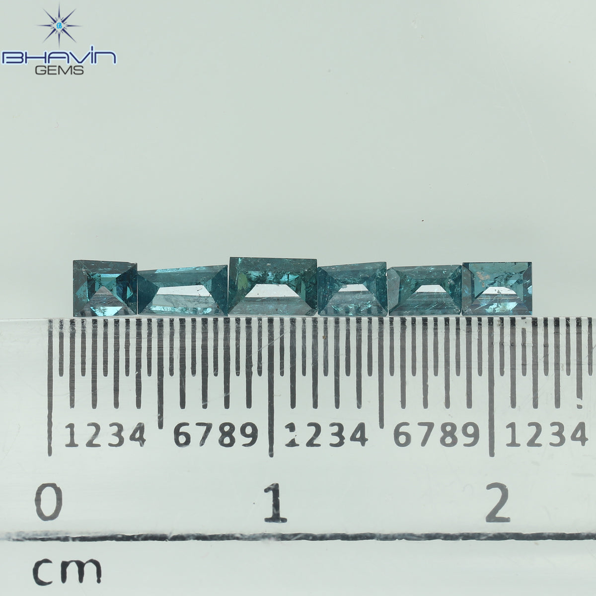0.79 CT (6 Pcs) Baguette Natural Diamond Enhanced Blue Color Clarity I3 (4.08 MM)