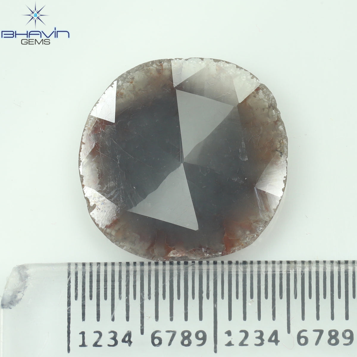 3.11 CT スライス シェイプ ナチュラル ダイヤモンド グレー ブラウン カラー I3 クラリティ (14.00 MM)