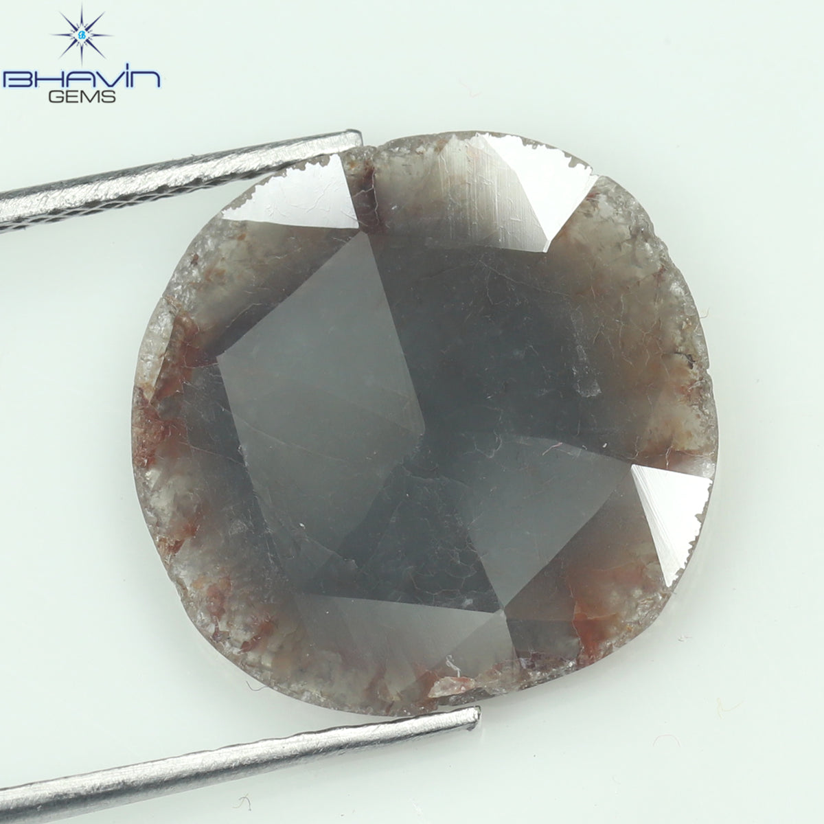 3.11 CT スライス シェイプ ナチュラル ダイヤモンド グレー ブラウン カラー I3 クラリティ (14.00 MM)