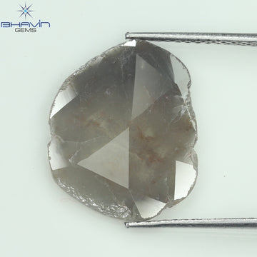 3.07 CT Natural Slice Diamond Gray Brown Color Clarity I3 (16.00 MM)
